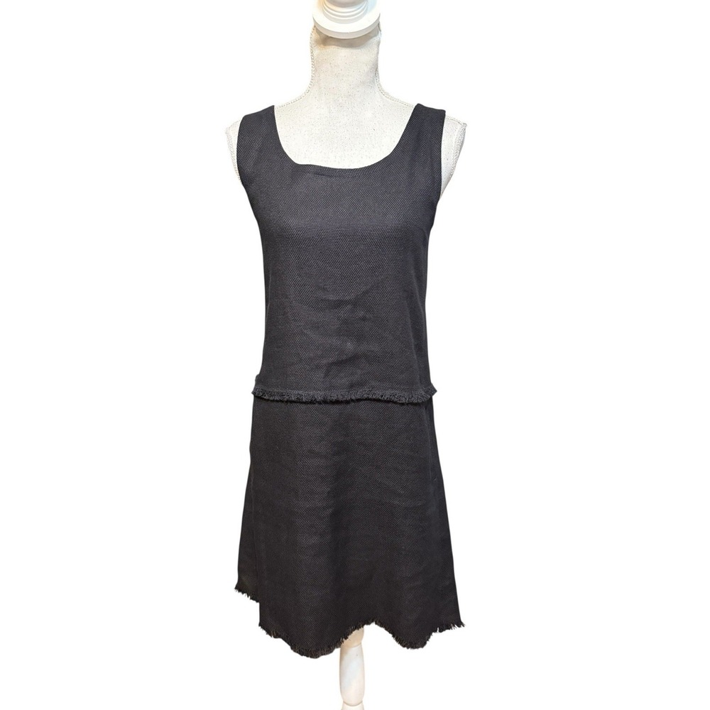 'S Max Mara Linen Scoop Neck Sheath Dress Black Size 4‎